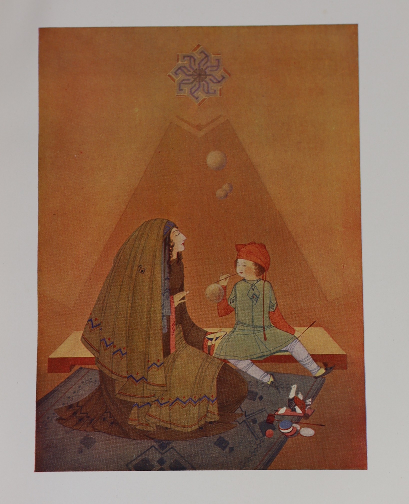 [Abdur Rahman Chughtai; Mirza Asadullah Khan Ghalib] - Muraqqa-I-Chughtai Paintings of M A Rahman Chughtai, 4to, original leather textured, decorated cloth binding, gilt, with 26 tissue guarded plates, mostly coloured, J